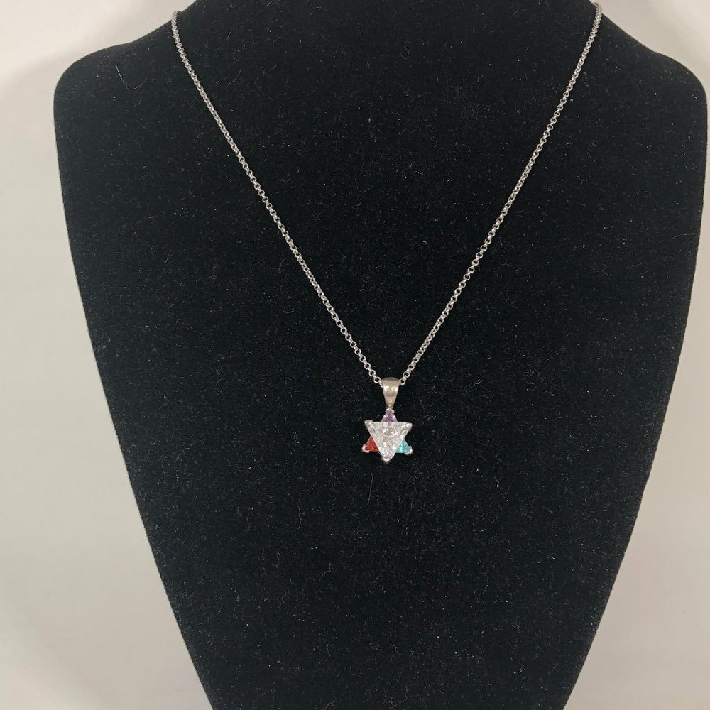 Sterling Gemstone Star of David Pendant & Chain
